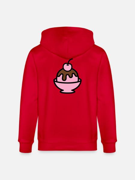 Sundae Cherry Artwork - Stanley/Stella CULTIVATOR Unisex Organic Hooded Jacket - red