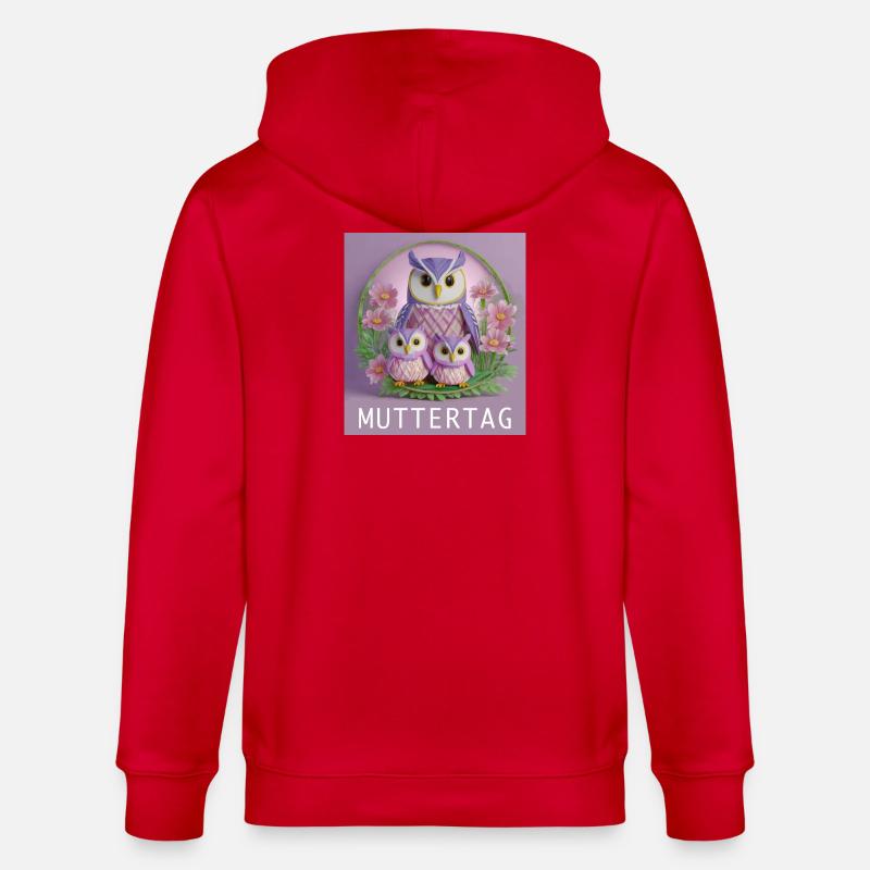 Muttertag Eulenfamilie - Stanley/Stella Unisex Bio-Kapuzenjacke CULTIVATOR - Rot