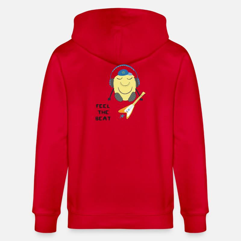 Comic Figur mit Kopfhörern und Gitarre - Stanley/Stella Unisex Bio-Kapuzenjacke CULTIVATOR  - Rot