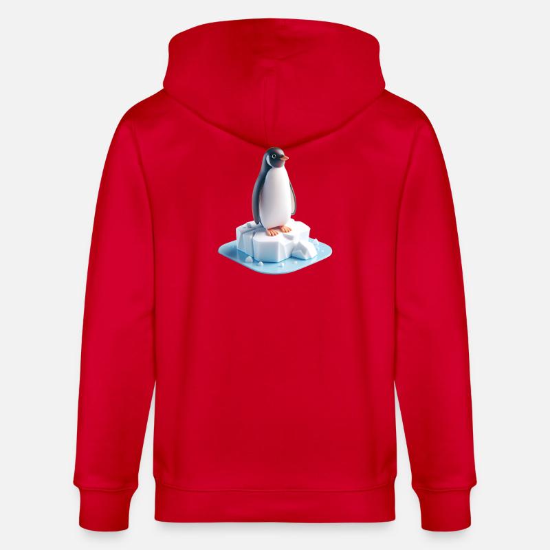 Pinguin auf Eisblock 3D - Stanley/Stella Unisex Bio-Kapuzenjacke CULTIVATOR  - Rot