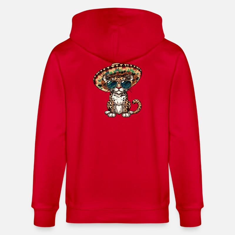Leopard Comic Lustig Sombrero - Stanley/Stella Unisex Bio-Kapuzenjacke CULTIVATOR - Rot