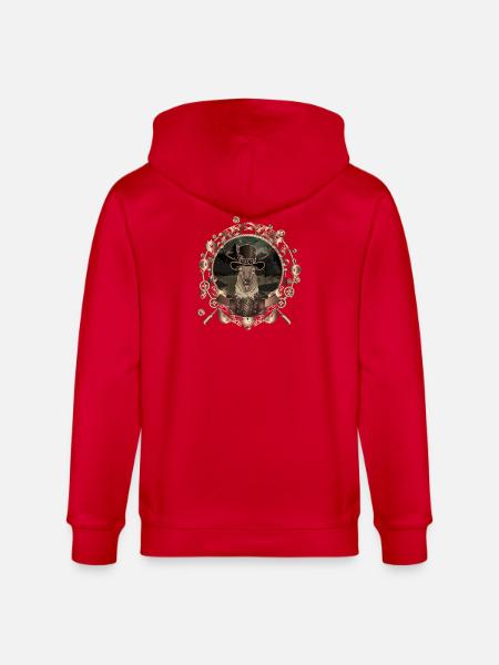 Steampunk deer portrait in antique frame - Stanley/Stella CULTIVATOR  Unisex Organic Hooded Jacket - red