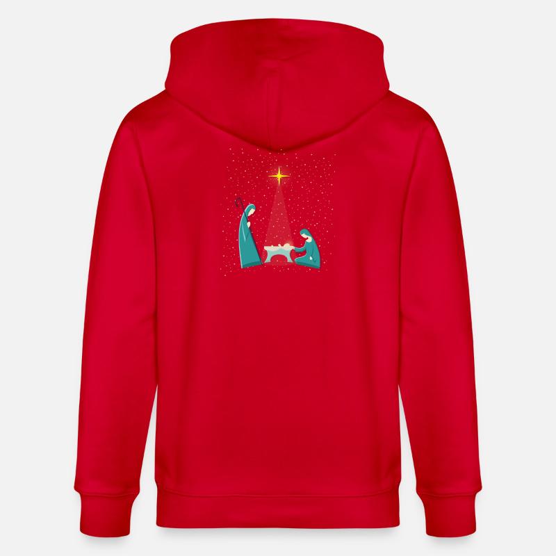 Jesuskind Weihnachtskrippe - Stanley/Stella Unisex Bio-Kapuzenjacke CULTIVATOR  - Rot