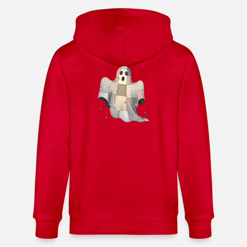 Fantôme patchwork avec toiles d’araignée - Veste à capuche bio CULTIVATOR Stanley/Stella Unisexe - rouge