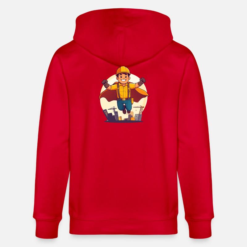 Bauhelden Superheld Bauarbeiter Held der Baustelle - Stanley/Stella Unisex Bio-Kapuzenjacke CULTIVATOR  - Rot