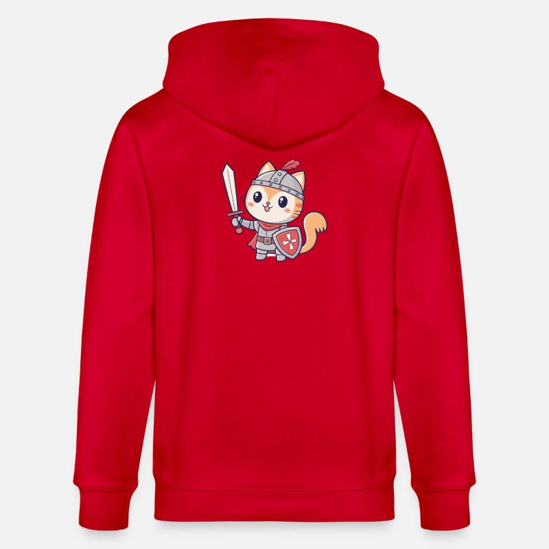 Chat Chevalier Épée et Bouclier - Veste à capuche bio CULTIVATOR Stanley/Stella Unisexe - rouge