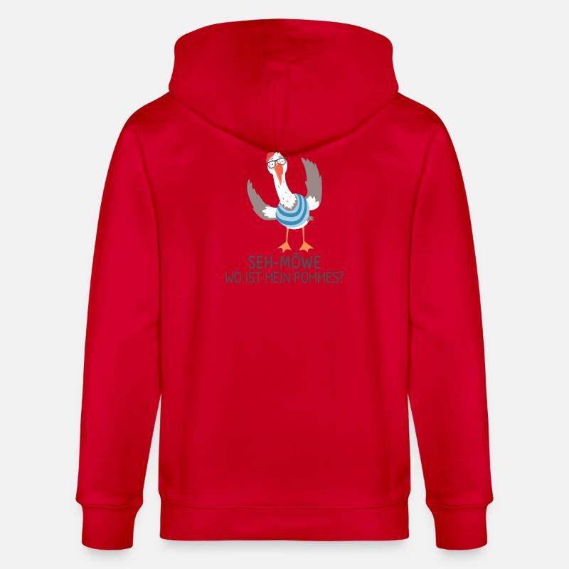 SEH-MÖWE Où sont mes frites ? Mouette drôle - Veste à capuche bio CULTIVATOR Stanley/Stella Unisexe - rouge
