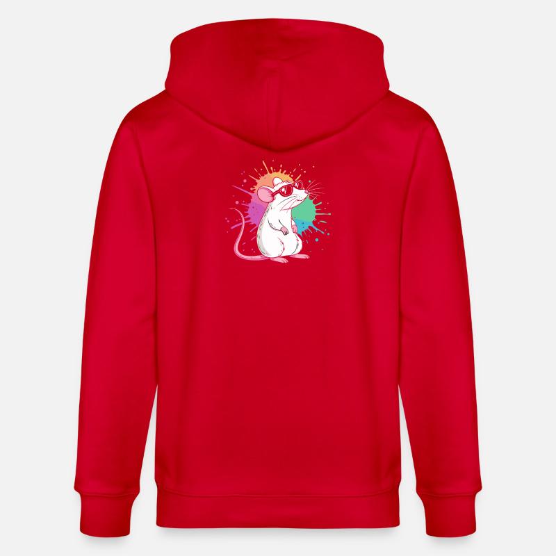 Elegante Ratte unter farbigen Splittern - Stanley/Stella Unisex Bio-Kapuzenjacke CULTIVATOR  - Rot