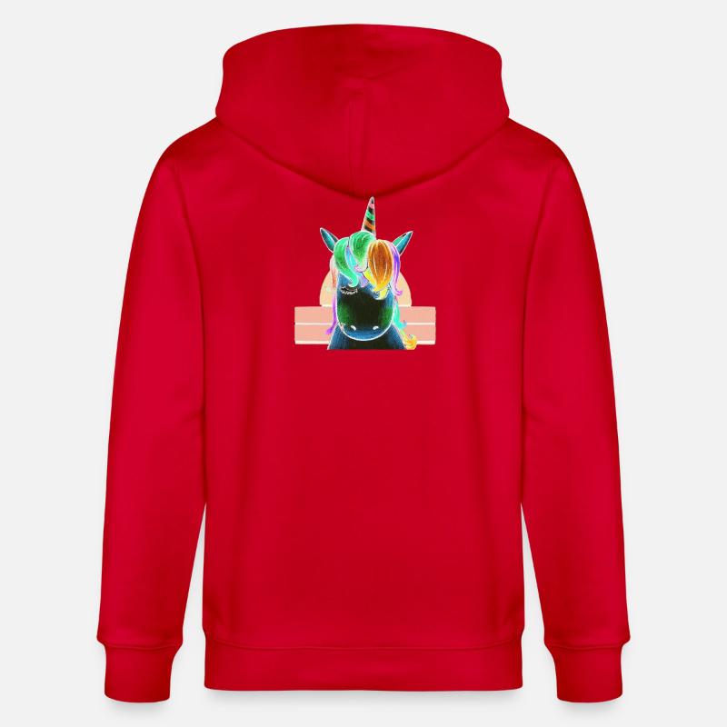 Regenbogen-Einhorn - Stanley/Stella Unisex Bio-Kapuzenjacke CULTIVATOR  - Rot