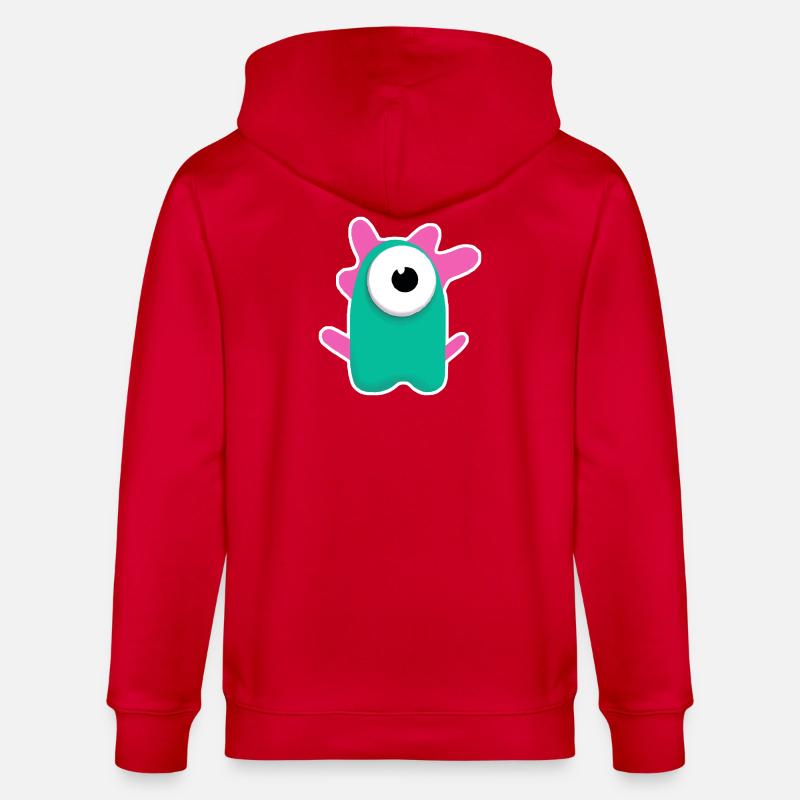 Cyclope turquoise mignon | Monstre rose drôle - Veste à capuche bio CULTIVATOR Stanley/Stella Unisexe - rouge