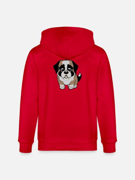 St. Bernard dog - Stanley/Stella CULTIVATOR  Unisex Organic Hooded Jacket - red