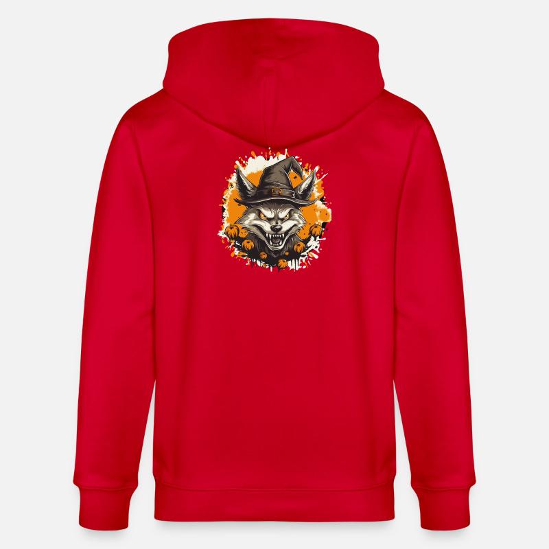 Waldwolf mit Halloweenhut - Stanley/Stella Unisex Bio-Kapuzenjacke CULTIVATOR  - Rot