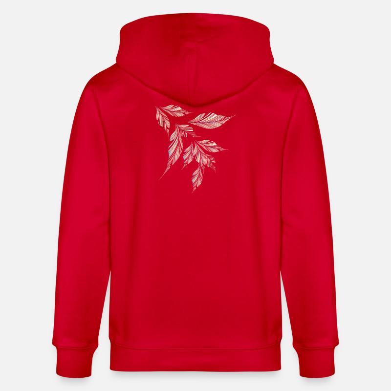 Delicately shimmering, feather-light leaf pattern - Stanley/Stella CULTIVATOR  Unisex Organic Hooded Jacket - red