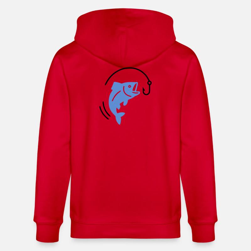 Pêche au poisson sur hameçon logo - Veste à capuche bio CULTIVATOR Stanley/Stella Unisexe - rouge