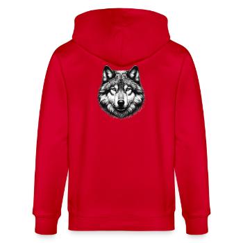 Wolf - Stanley/Stella Unisex Bio-Kapuzenjacke CULTIVATOR  - Rot - Hinten - Anna (173cm)