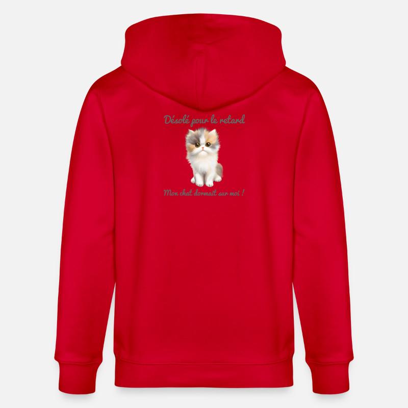 Mon chat dormait sur moi  - Veste à capuche bio CULTIVATOR Stanley/Stella Unisexe - rouge