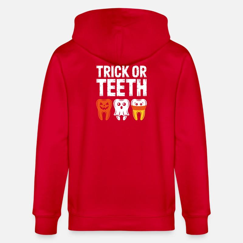 Trick oder Teeth Halloween-Trio - Stanley/Stella Unisex Bio-Kapuzenjacke CULTIVATOR  - Rot