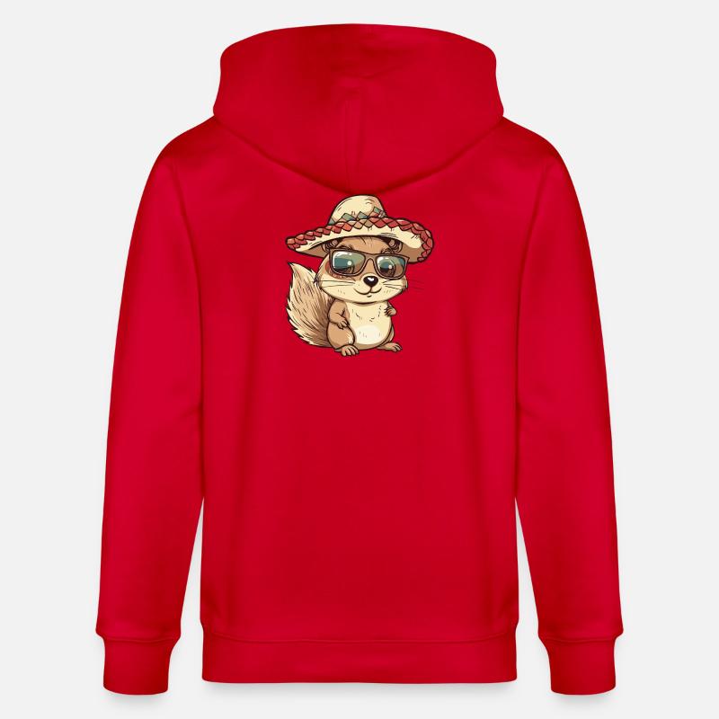 Eichhörnchen Comic Lustig Sombrero - Stanley/Stella Unisex Bio-Kapuzenjacke CULTIVATOR  - Rot