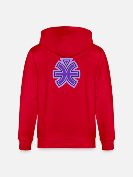 Pisces and Water Tribal Symbol - Stanley/Stella CULTIVATOR Unisex Organic Hooded Jacket - red