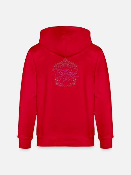 Birthday Girl Tiara Script - Stanley/Stella CULTIVATOR Unisex Organic Hooded Jacket - red