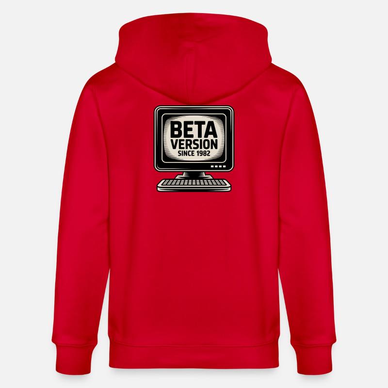 Retro Computer Beta Version Design - Stanley/Stella Unisex Bio-Kapuzenjacke CULTIVATOR  - Rot