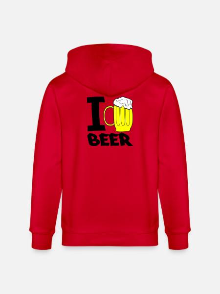 Yellow Beer Mug Sketch - Stanley/Stella CULTIVATOR  Unisex Organic Hooded Jacket - red