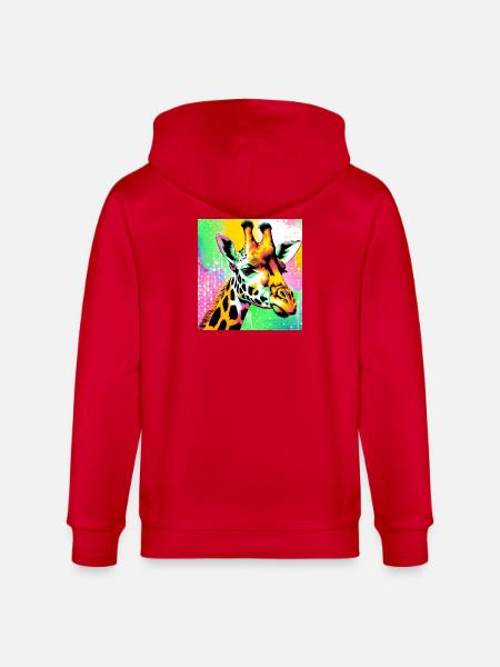 giraffe - Stanley/Stella CULTIVATOR Unisex Organic Hooded Jacket - red