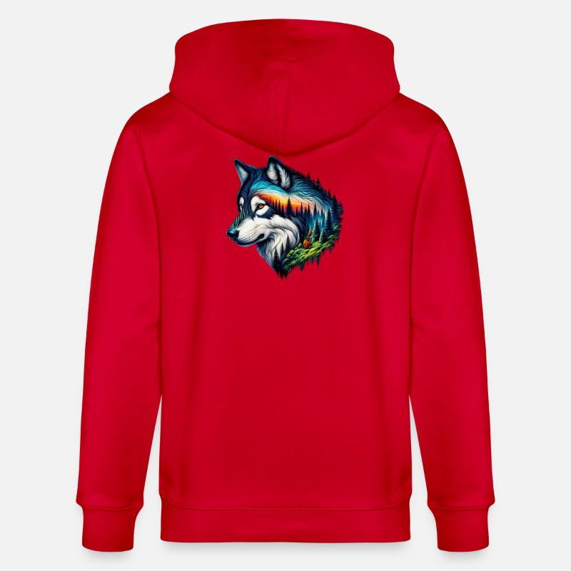 Wolf - Stanley/Stella CULTIVATOR  Unisex Organic Hooded Jacket - red