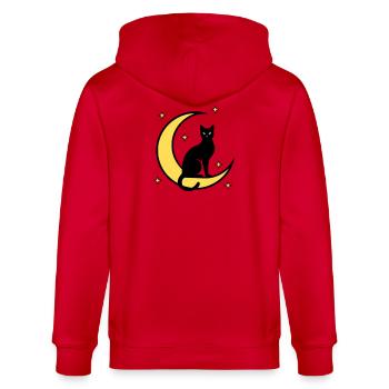 Chat Lune Étoiles Sorcellerie - Veste à capuche bio CULTIVATOR Stanley/Stella Unisexe - rouge - Dos - Anna (173cm)