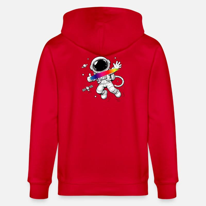 Astronaut Regenbogen Splash Space Design  - Stanley/Stella Unisex Bio-Kapuzenjacke CULTIVATOR  - Rot