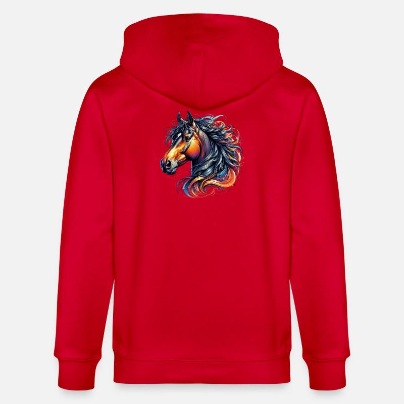 Pferd - Stanley/Stella Unisex Bio-Kapuzenjacke CULTIVATOR  - Rot