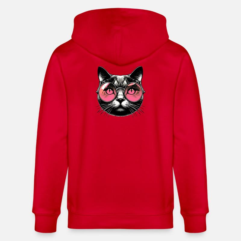 Le Chat avec des lunettes - Veste à capuche bio CULTIVATOR Stanley/Stella Unisexe - rouge