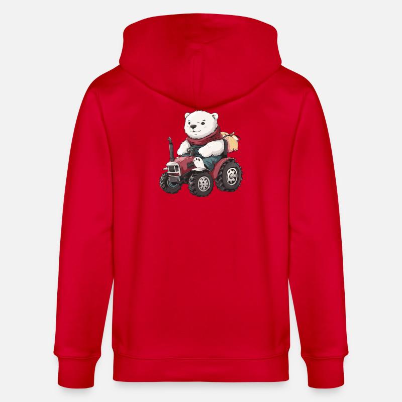 Eisbär Traktor Farmer - Stanley/Stella Unisex Bio-Kapuzenjacke CULTIVATOR  - Rot