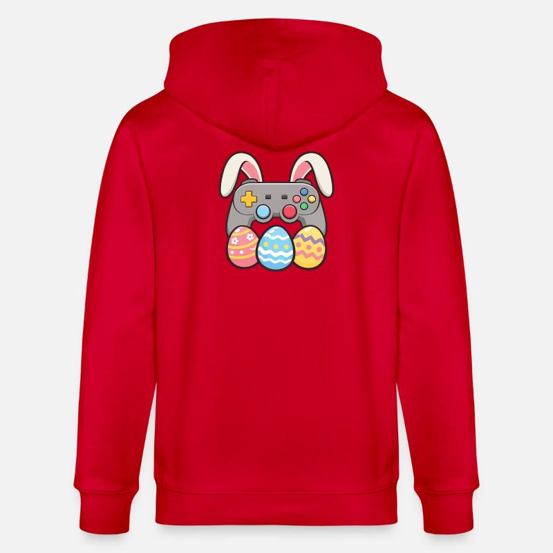 Bunny Gaming Controller Easter Gamer Fun - Stanley/Stella CULTIVATOR Unisex Organic Hooded Jacket - red