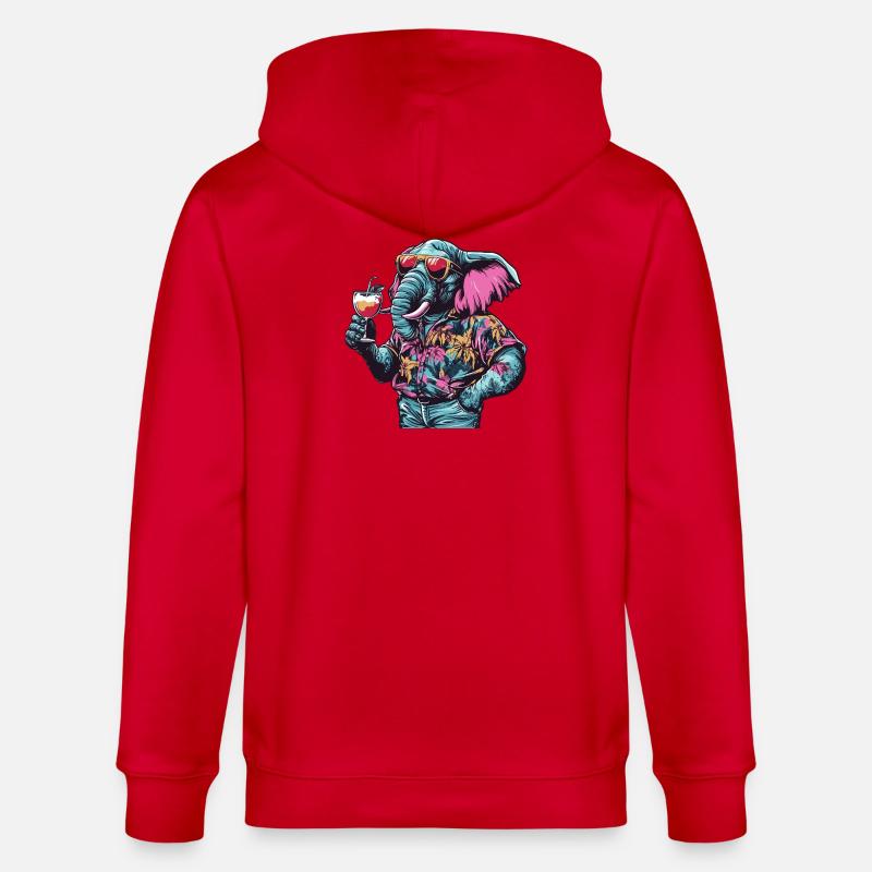 Elephant Comic Summer - Stanley/Stella CULTIVATOR  Unisex Organic Hooded Jacket - red