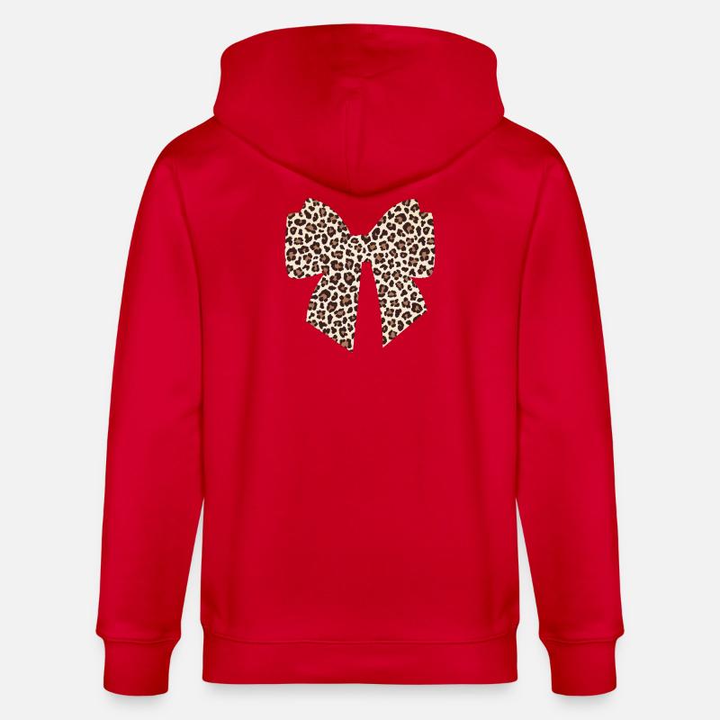 Leopard bow gift idea - Stanley/Stella CULTIVATOR  Unisex Organic Hooded Jacket - red