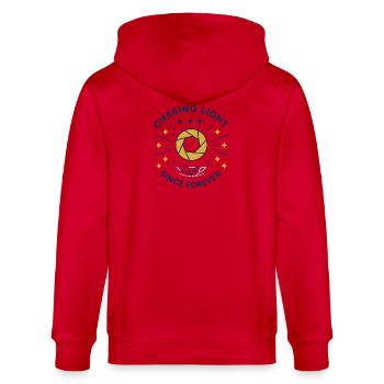 Lichtjäger Seit Ewigkeiten - Stanley/Stella Unisex Bio-Kapuzenjacke CULTIVATOR  - Rot - Hinten - Anna (173cm)