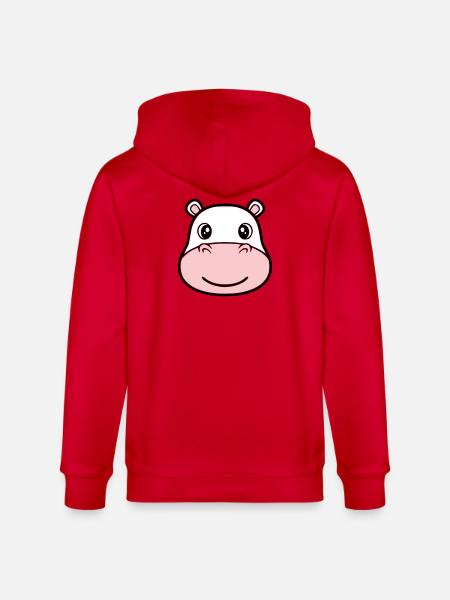 Hippopotamus Head Face Mask Smile - Stanley/Stella CULTIVATOR  Unisex Organic Hooded Jacket - red