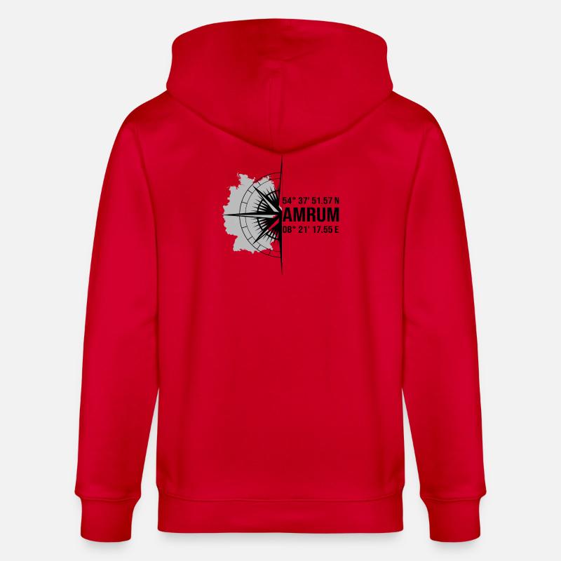 Halbierter Amrum schwarz - Stanley/Stella Unisex Bio-Kapuzenjacke CULTIVATOR  - Rot