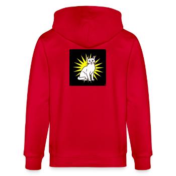 Coole Katze im Pop Art & Punk Rock Stil - Stanley/Stella Unisex Bio-Kapuzenjacke CULTIVATOR  - Rot - Hinten - Anna (173cm)