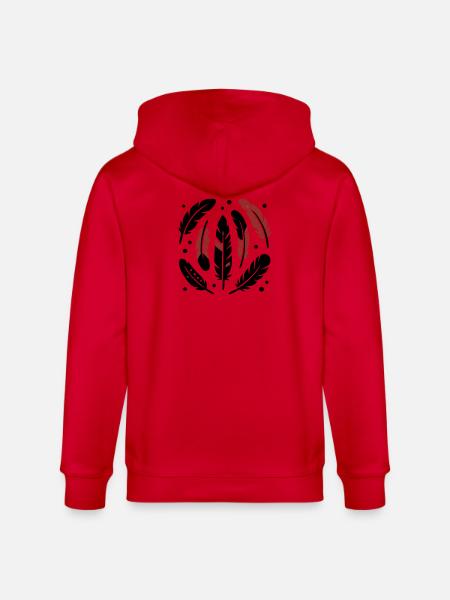 Bird Feathers Circle Logo - Stanley/Stella CULTIVATOR Unisex Organic Hooded Jacket - red