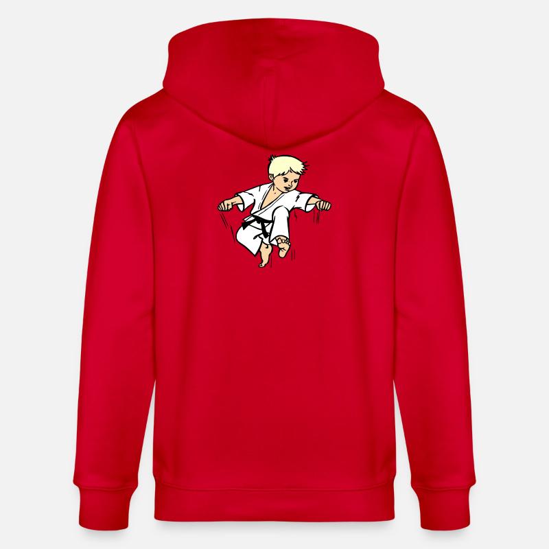 Karatekind oder Judokind mit schwarzem Gürtel - Stanley/Stella Unisex Bio-Kapuzenjacke CULTIVATOR - Rot