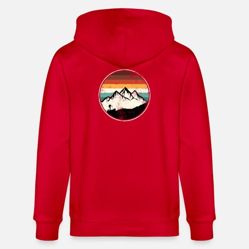 Retro Peak Trail Circle - Stanley/Stella CULTIVATOR  Unisex Organic Hooded Jacket - red