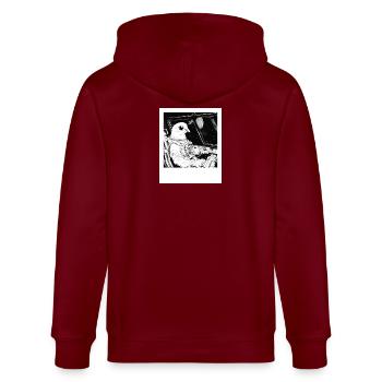 Space pigeon in the astronaut cosmos - Stanley/Stella CULTIVATOR  Unisex Organic Hooded Jacket - burgundy - Back - Anna (173cm)