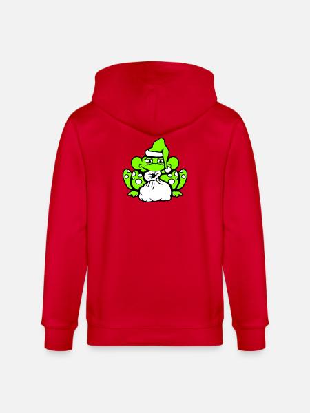 Frog Santa Claus Christmas Hat Gift - Stanley/Stella CULTIVATOR Unisex Organic Hooded Jacket - red