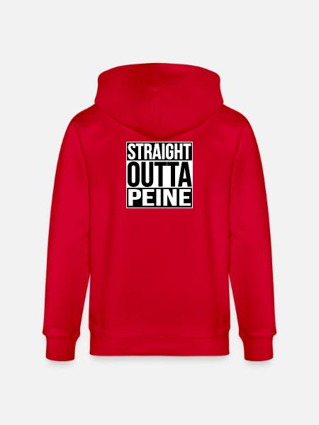 STRAIGHT OUTTA PEINE - Stanley/Stella CULTIVATOR  Unisex Organic Hooded Jacket - red