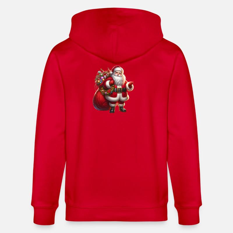Weihnachtsmann mit Geschenksäckchen - Stanley/Stella Unisex Bio-Kapuzenjacke CULTIVATOR  - Rot