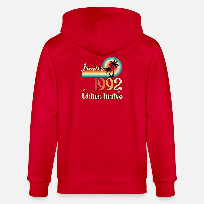 Janvier 1992 – Édition limitée rétro - Veste à capuche bio CULTIVATOR Stanley/Stella Unisexe - rouge