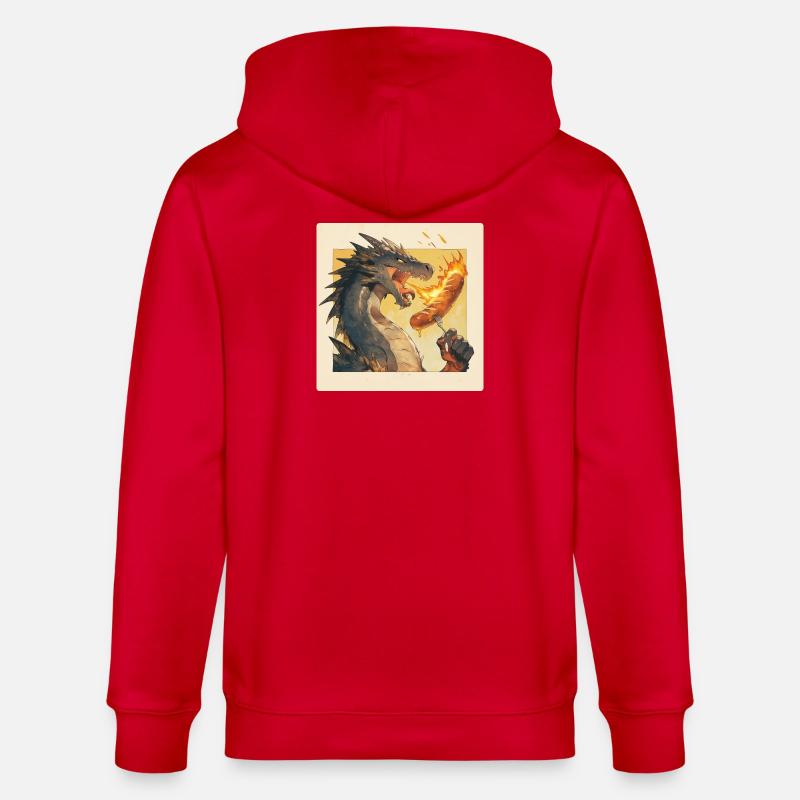 Drache grillt Bratwurst - Stanley/Stella Unisex Bio-Kapuzenjacke CULTIVATOR - Rot