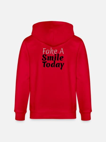 Fake A Smile Today - Stanley/Stella CULTIVATOR  Unisex Organic Hooded Jacket - red